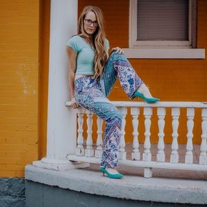 Turquoise Suede Pumps